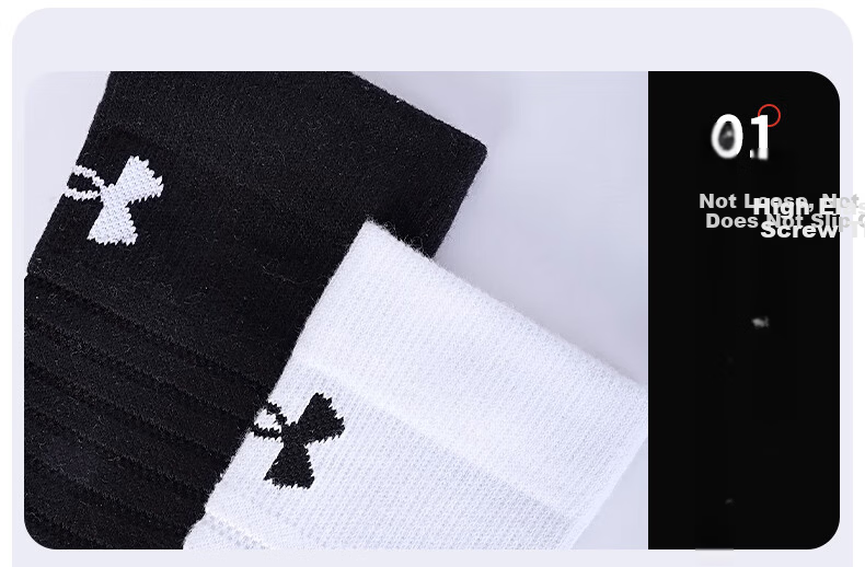 Under Armour Socks [3 Pairs] Basketball Badminton Sports Fitness Breathable Thickened Odor-Resistant Towel Sole Gray 23