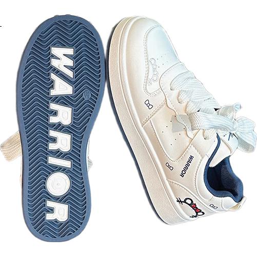Warrior Cartoon Original Skate Shoes Women's Autumn Small White Shoes Niche Versatile KT Cat Student Shoes Women Beige Dark Blue 40