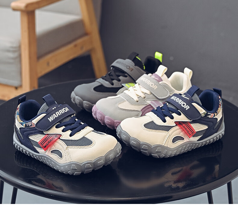 Warrior Kids Sports Shoes Boys Casual Training Shoes Girls Lightweight Running Shoes WZ-2106 Black Dark Gray Light Gray Size 32 5