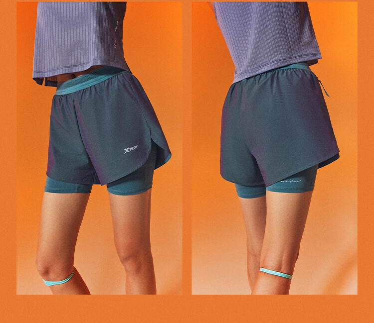 Xtep 2000KM PRO Men's Running Shorts Fake Two-in-One Breathable Quick-Dry Sports Training Five-Point Pants 43
