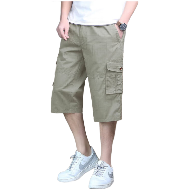 Romon New Loose Fit Men's Shorts Casual Summer Thin Straight Leg Capri Shorts Military Green 3XL