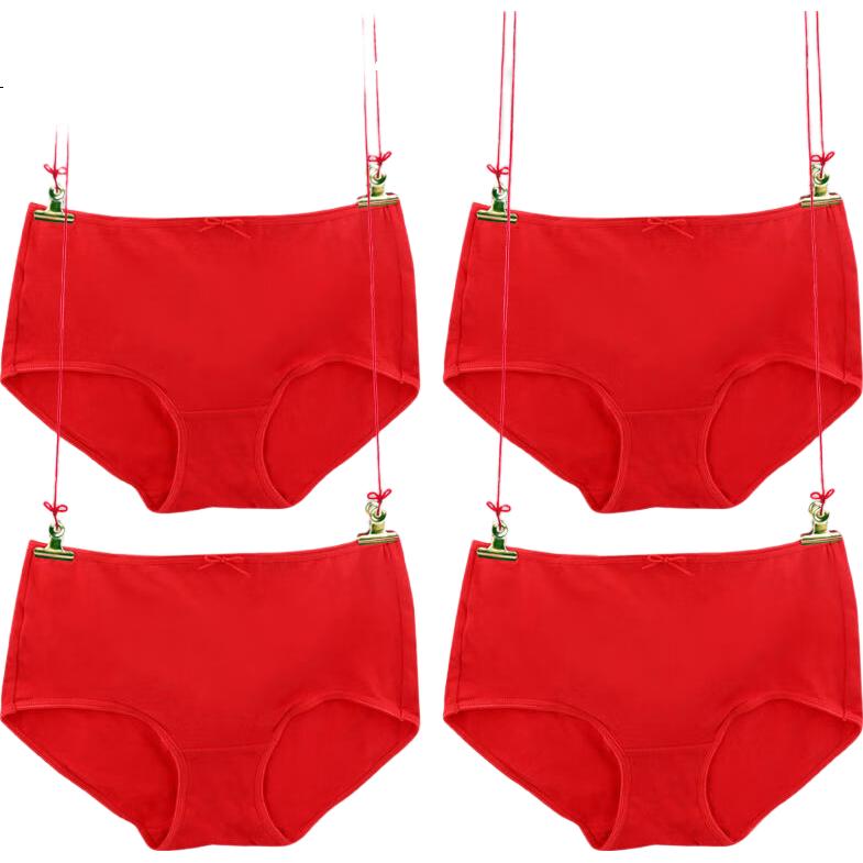 Женские трусы Deanfun, красные, 95% хлопок, размер XXL, 4 шт. в подарочной упаковке