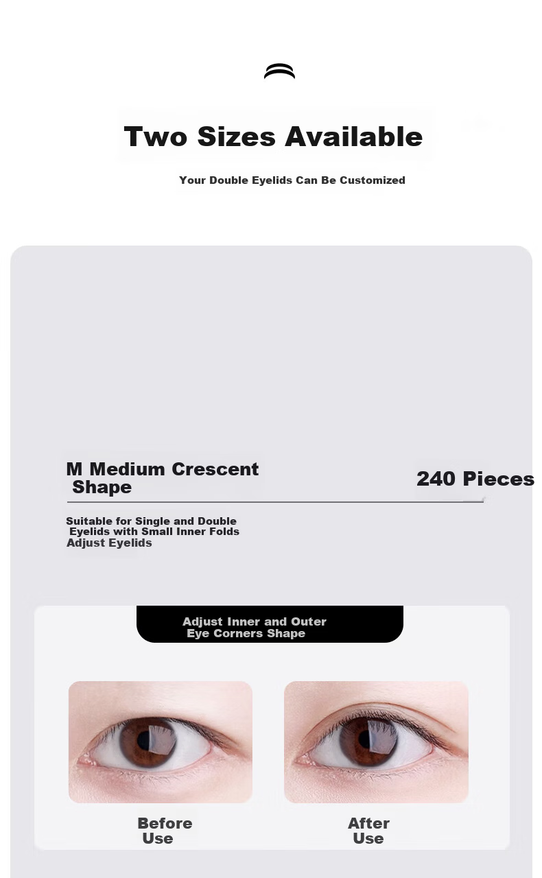 AOLANLA Double Eyelid Tape Realistic Lace Lightweight Invisible Natural Fit Non-Curling 240pcs L Size for Men and Women 4