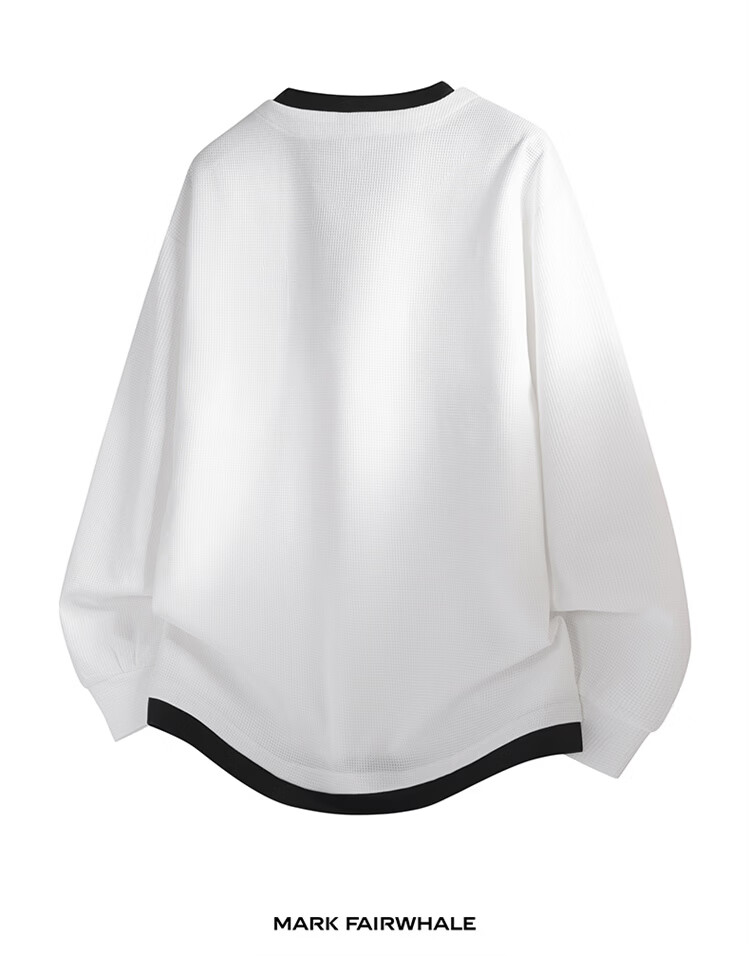 MARK FAIRWHALE Men's Spring Casual Long Sleeve Sweatshirt Fake Two-Piece T-Shirt Light Gray M 7