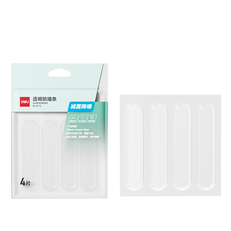Deli Transparent Silicone Door Handle Bumper Pads Protective Strips 60mm*14mm*5mm 4 Pieces