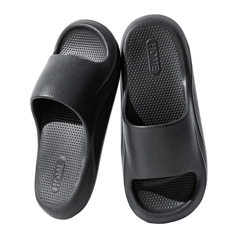 ABFE Men's Cushioned Slippers Non-Slip Odor-Resistant Thick-Soled Home Bathroom Sandals Black Size 44-45 for Couples