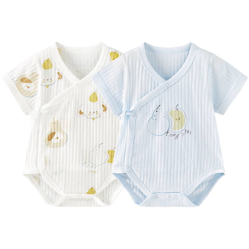 TONGTAI Baby Short Sleeve Bodysuit Summer Cotton Infant Romper Newborn Clothes Blue 66cm