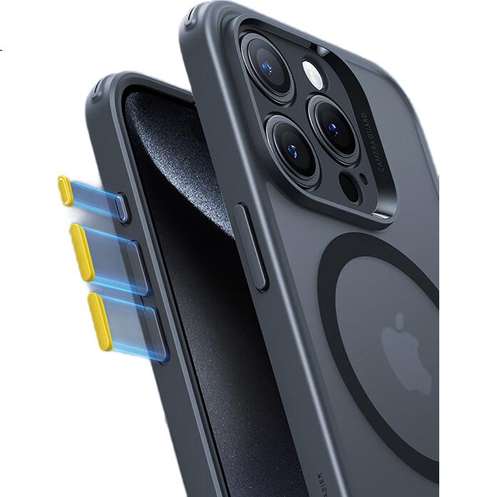 Чехол ESR для Apple iPhone 15 Pro, магнитный, силиконовый, мягкий край, ультратонкий, матовый, жесткая оболочка с воздушной подушкой, противоударный, защита камеры, полное покрытие для мужчин и женщин, полупрозрачный черный