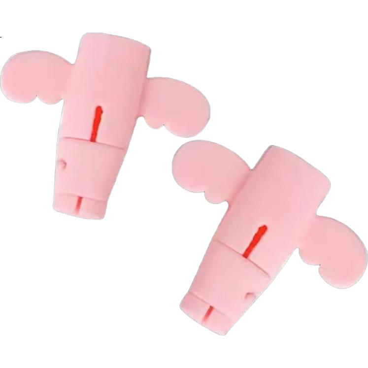 MAIKUQI Silicone Data Cable Protector, Anti-Breaking And Anti-Fracture for Charging And Data Cables, Universal Android USB-TypeC Round Plug [Little Angel Pink]