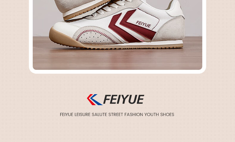 Feiyue Official Women's Sneakers 2026 Spring New Casual Lightweight Shoes Women Beige Red Size 36 12