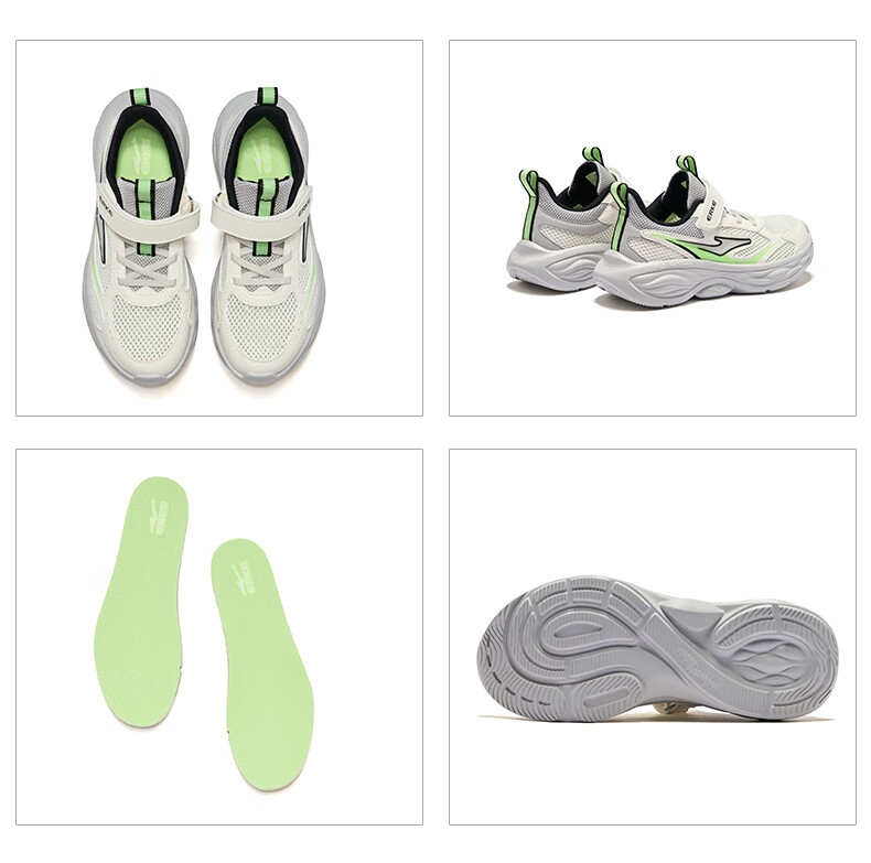 ERKE Kids Summer Mesh Boys and Girls Sports Shoes Children's Breathable Running Shoes Microcrystal White/Cloud Gray/Clean Water Color Size 36 52
