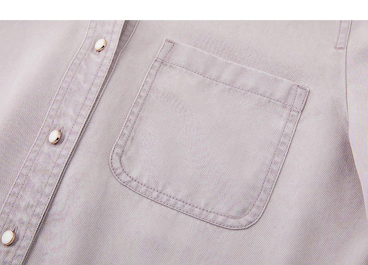Demana [Breathable 100 Lyocell] Spring Urban Minimalist Style Lapel Patch Pocket Button Loose Women's Shirt 14