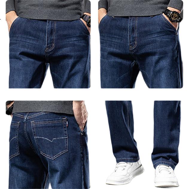 Мужские джинсы Jeanswest, осень-зима 2025, свободный прямой крой, корейский стиль, синие, размер 33