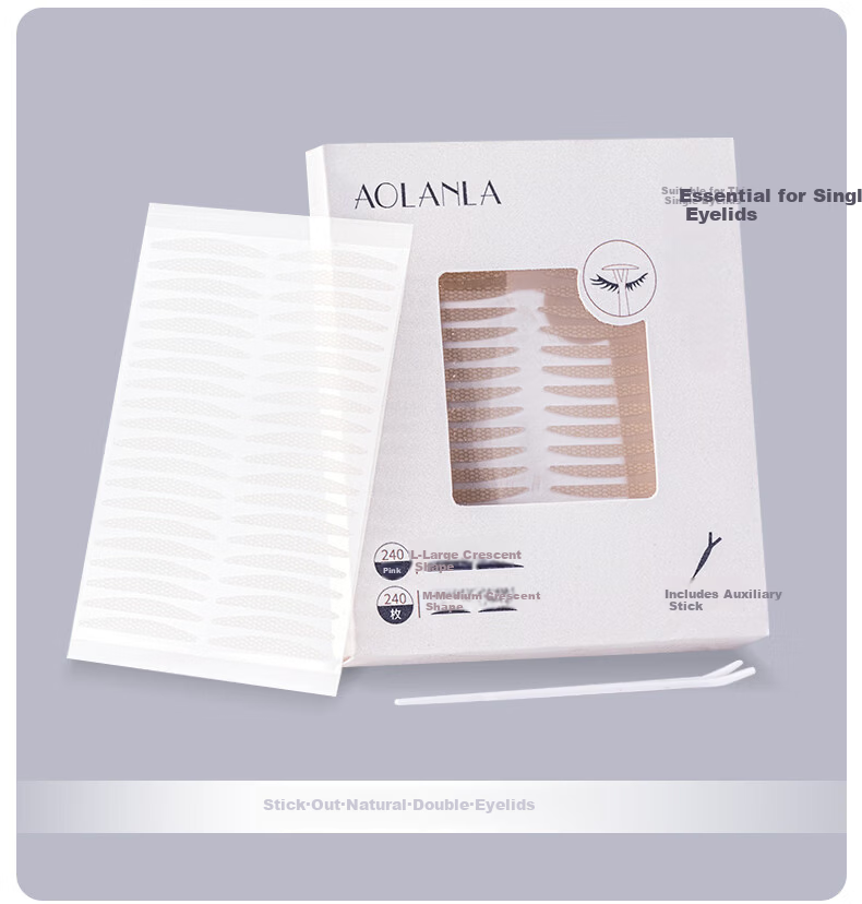 AOLANLA Double Eyelid Tape Realistic Lace Lightweight Invisible Natural Fit Non-Curling 240pcs L Size for Men and Women 2
