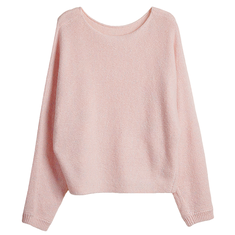 Olrain Eurielle Elegant Off-Shoulder Batwing Sleeve Knit Pullover Sweater Blue S Spring New Arrival