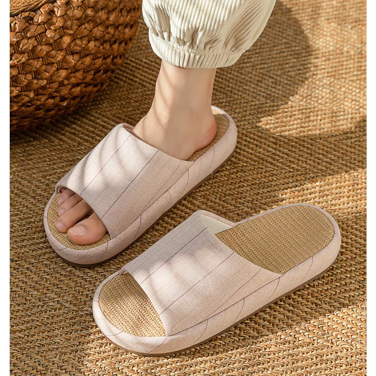 Lidani Thick Sole Linen Slippers with Beef Tendon Sole Indoor Home Wool Slippers 2026 New Rock Gray 42-43 17