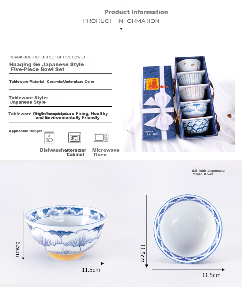 Huaqingge Tang-style Blue and White Porcelain Dinnerware Set 38-Piece Gift Box Underglaze Color Tableware Set for Housewarming 5