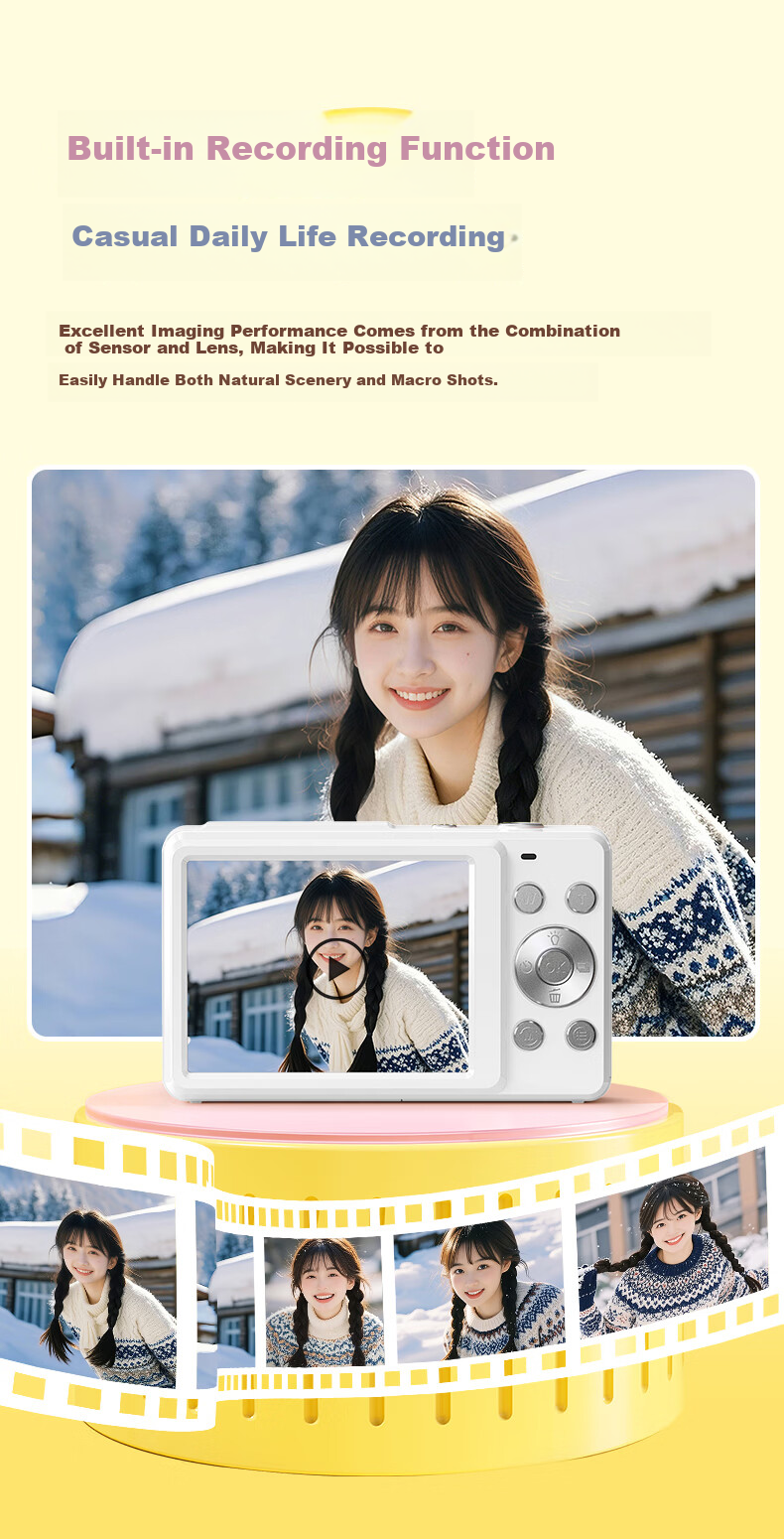 CAIZU 6400W Pixel Digital Camera Student Campus Beauty Entry-Level Compact Camera Z3 Replacement CCD Mobile Phone Transfer Camera New Year Birthday Gift 5