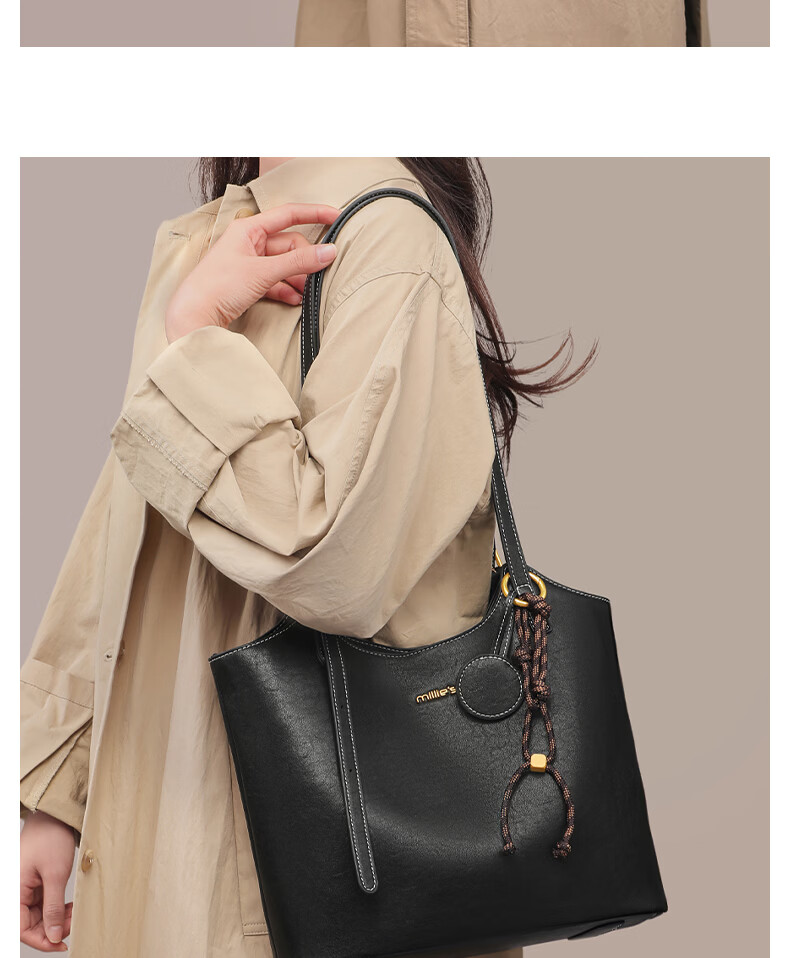 Millies Leather Handbag, Women's Casual Large-Capacity Tote Bag, Light Luxury Shoulder Bag, Practical Birthday And Mother's Day Gift for Mom 5