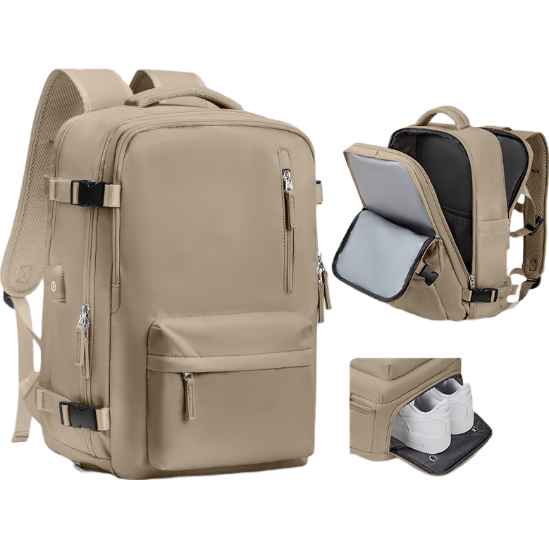 Landcase Travel Backpack Men Large Capacity Double Shoulder Bag Short Trip Business Luggage Multifunctional Laptop Bag Women 5162 Khaki