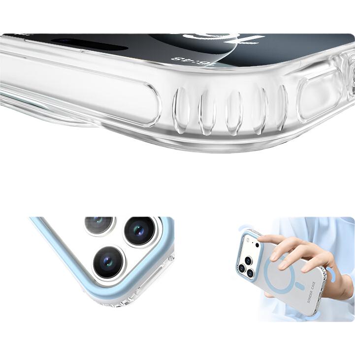 Чехол Smorss для Apple iPhone 17 Pro, противоударный, MagSafe, силикон/поликарбонат, сине-белый