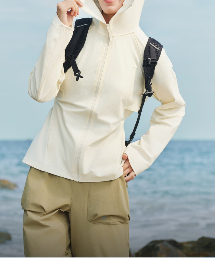 Beneunder Women's Sunscreen Jacket Outdoor Windproof Quick-Dry Sports Breathable WS002 Coconut White XL 8