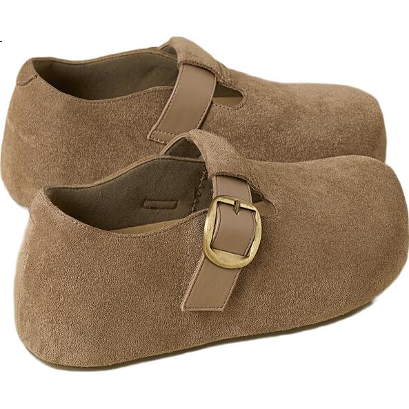 La Chapelle Women's Birkenstock Style Shoes New Thick Sole Casual Low-top Lightweight Shoes for Women, Khaki, Size 38