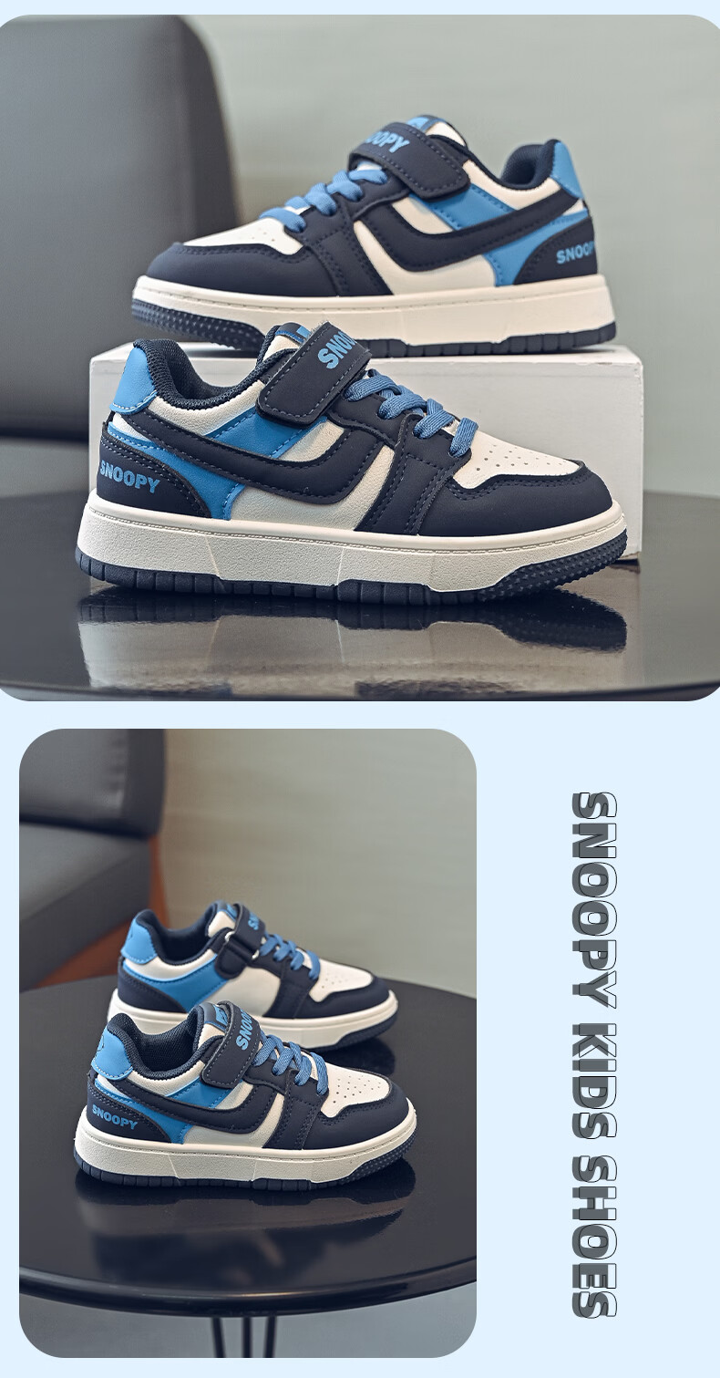SNOOPY Kids Low-top Sneakers Spring Lightweight Sports Shoes Boys Soft Sole Casual Shoes 0024 Blue Size 30 14
