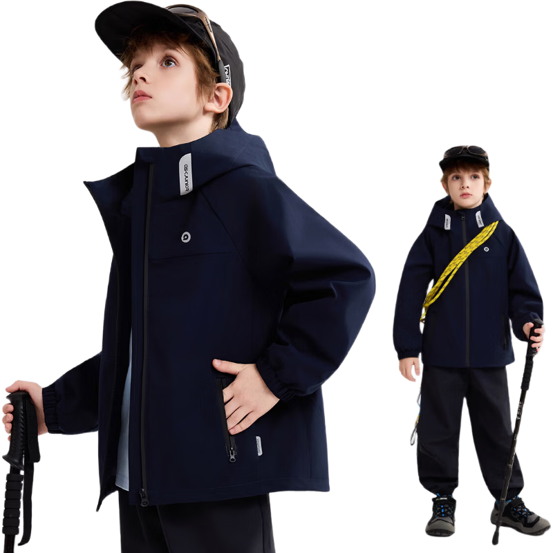 ASK JUNIOR Kids Boys Outdoor Waterproof Windproof Jacket Navy Blue 140
