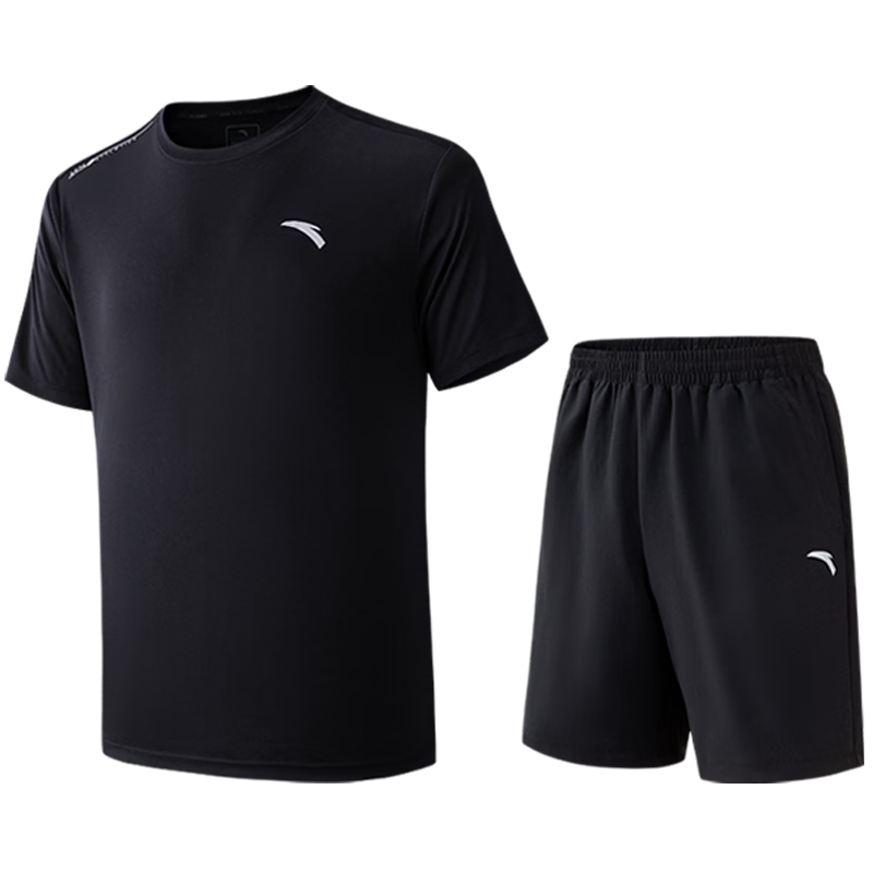 ANTA Quick-Dry Set | Men's Summer Sports Short Sleeve T-Shirt and Shorts Two-Piece Moisture-Wicking Breathable Running Fitness Training Suit