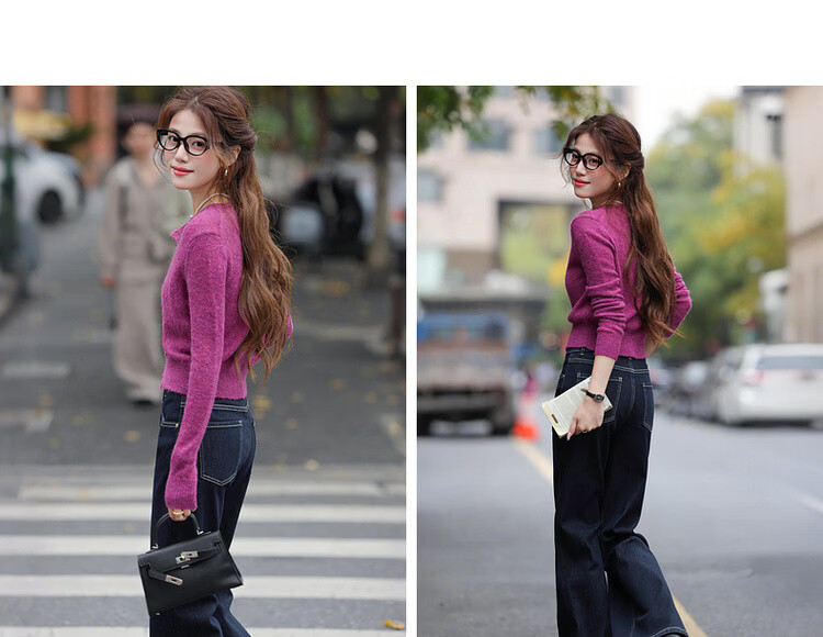 MT Soft Wool Blend Spring Romantic Crew Neck Slim Knit Cardigan for Petite Women 11