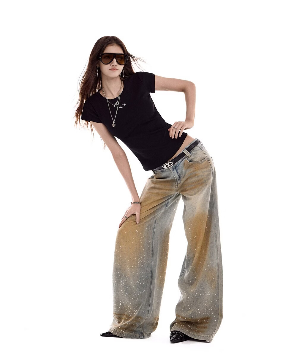 ICH MODE Women's American Slim Fit Short Sleeve T-Shirt Summer New Trendy Crop Top Black S 16