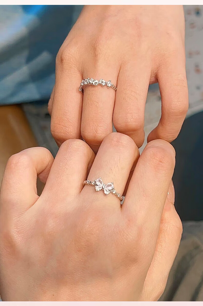 Chow Tai Fook [1000+ Stores] Sweetheart Princess Couple Rings Women's Best Friend Matching Rings Qixi Valentine's Day Gift for Girlfriend 12