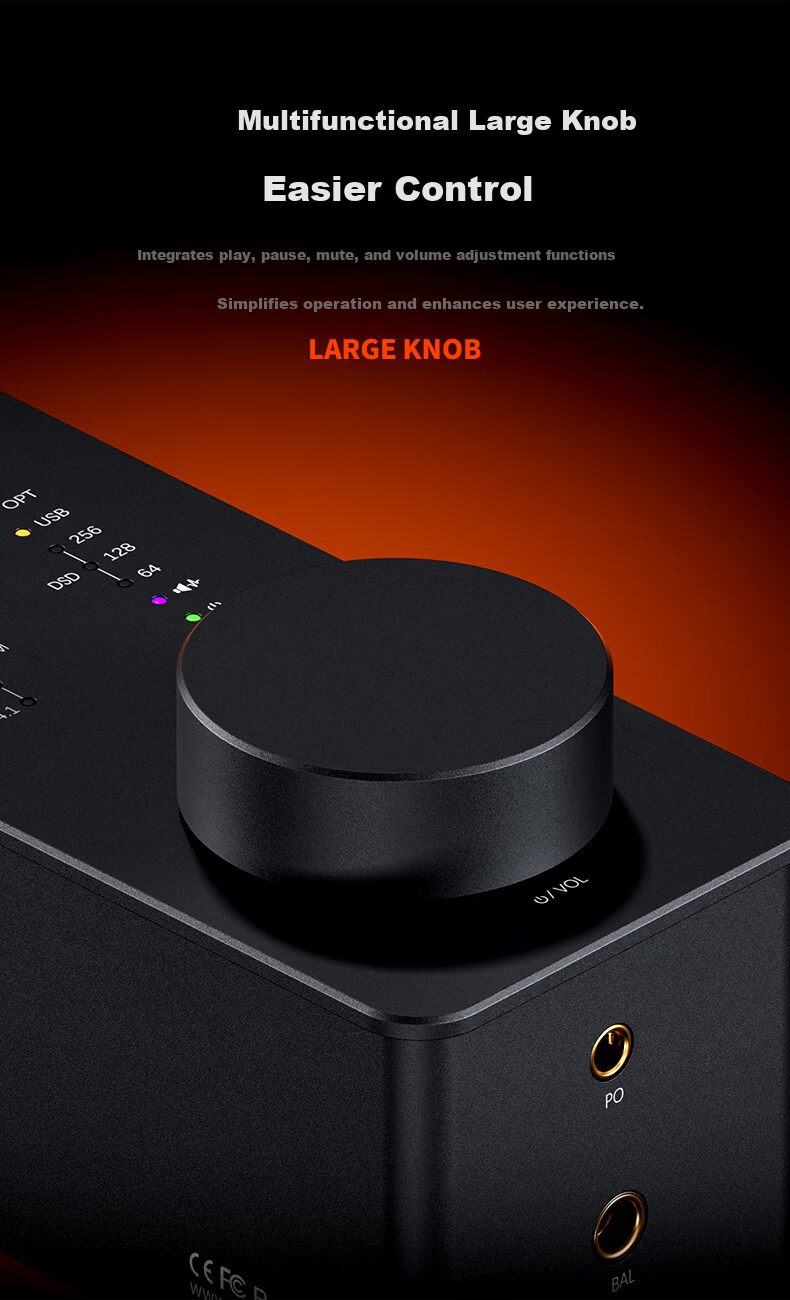 FOSI AUDIO SK02 Desktop Headphone Amplifier and DAC All-in-One High-Fidelity Portable USB Decoder SK02 Orange 8