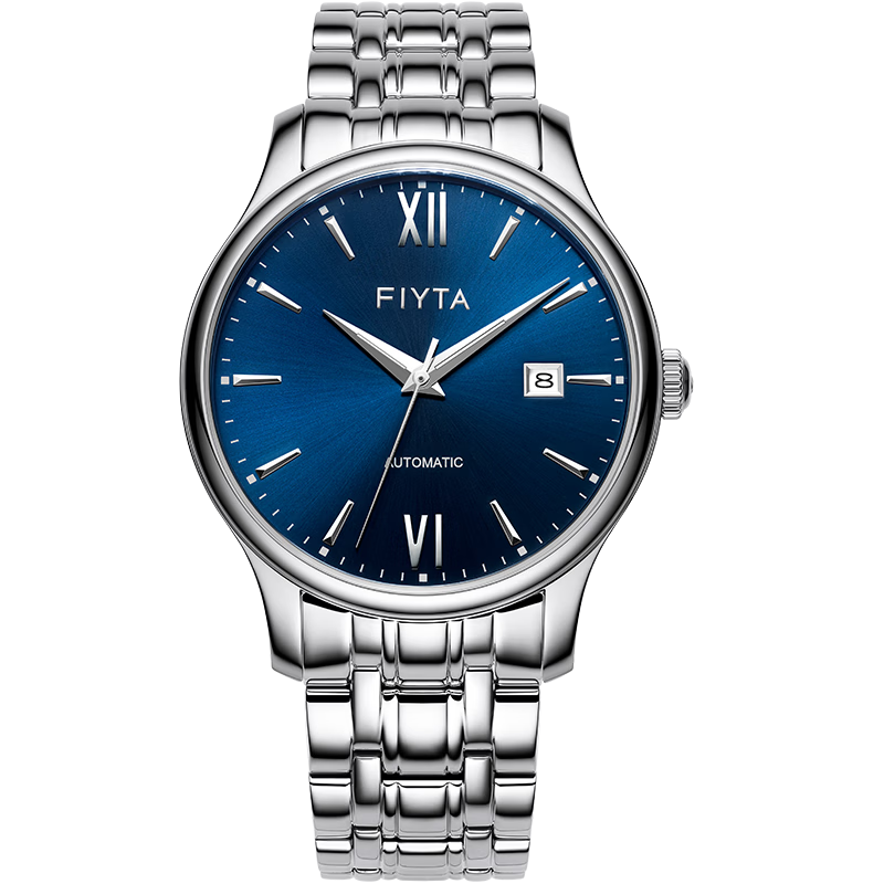 FIYTA Classic Series Calendar Steel Band Blue Dial Business Simple Automatic Mechanical Men's Watch Valentine's Day New Year Gift