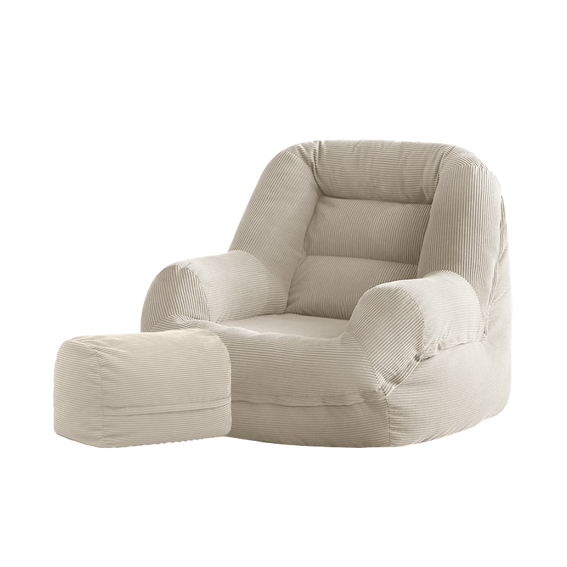 LUCKYSAC Lazy Bean Bag Sofa Chair for Living Room, Bedroom, Balcony - Extra Large Cream White Set