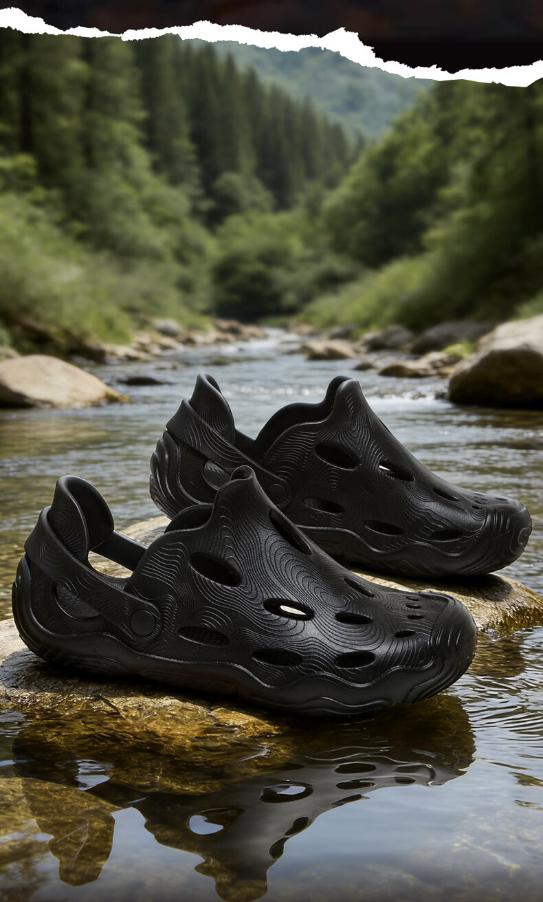 JD Jingzao Contour Hole Sandals Summer Slippers Unisex Non-Slip Outdoor Water Shoes Cement Gray Size 41 6