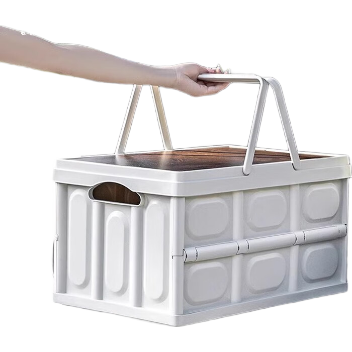 Siwangongli Outdoor Camping Storage Box, Large Size for Home And Car Use, Multifunctional Wooden Lid Folding Storage Box, Plastic Wardrobe Organizer Box