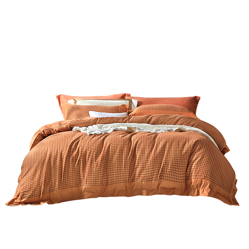 Fuanna Cotton Brushed Four-Piece Bedding Set Winter Thickened Warm Quilt Cover Bed Sheet Double Single Extra Large 230x229cm Orange