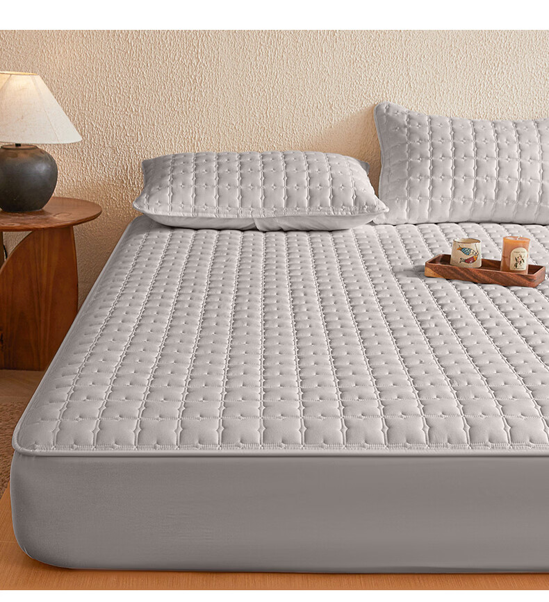 Grace Antibacterial Quilted Washable Thickened Fitted Sheet Mattress Protector Dark Gray 1.8m 4