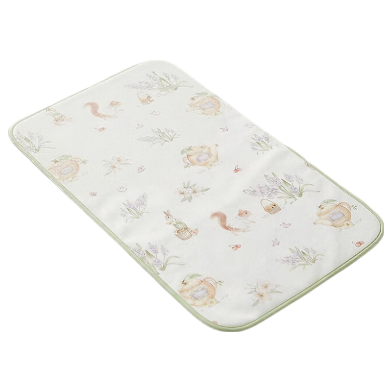 October Crystal Baby Cooling Mat Ice Silk Antibacterial Mite-Resistant Breathable Sweat-Absorbing Children's Kindergarten Squirrel Tan Hua Lin 120*65