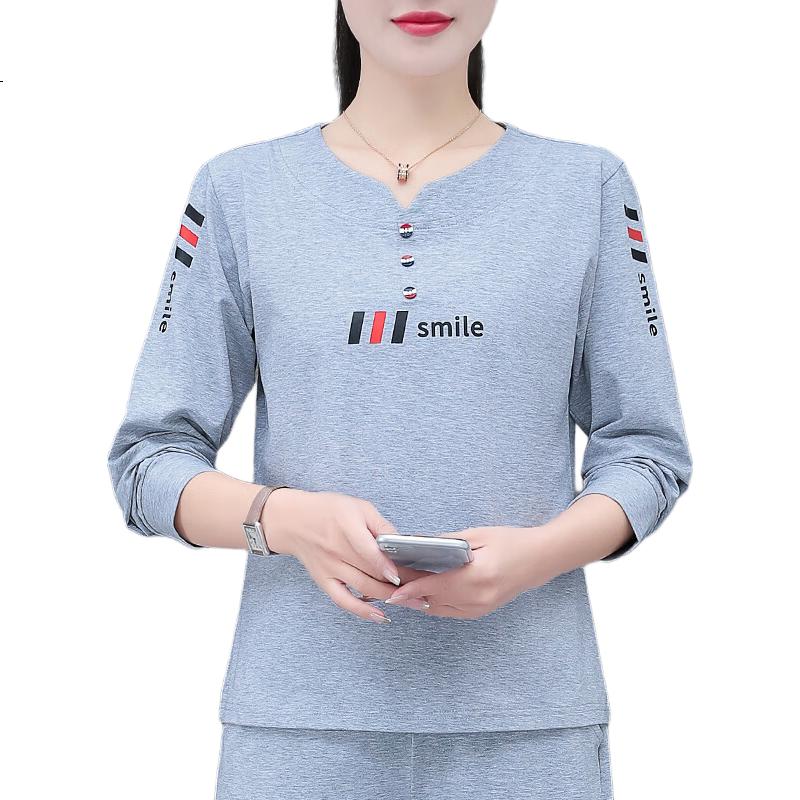 Woodpecker Pure Cotton Regular Shoulder Long Sleeve T-Shirt Women Autumn New Casual Plus Size Slim Fit Base Shirt Top Black 3XL