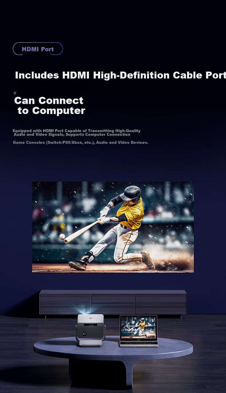 KONKA C3 PTZ Projector Home Use True 1080P Portable Projector Smart Home Bedroom Theater (280CVIA 1080P HD Full Auto Function) 10