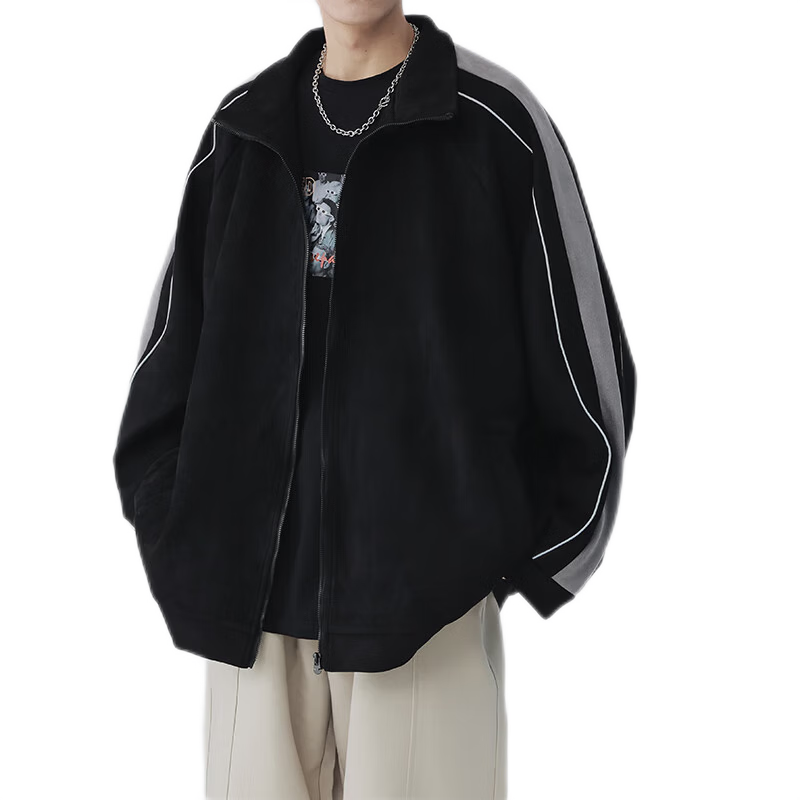 Dingfengbaoluo American Streetwear Men's Autumn Winter Loose Fit Lapel Jacket Casual Coat YM9952 Dark Green XL