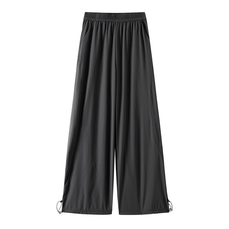 La Chapelle Ice Silk Cool Wide-Leg Pants for Women 2026 Summer New High Waist Draped Slimming Two-Way Wear Sun Protection Casual Pants