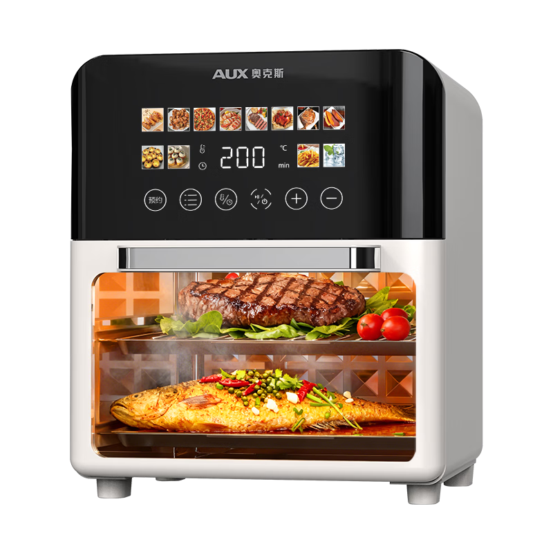 AUX 20L Air Fryer 2026 New Model Home Use Visible Window Large Capacity Dual Heat Sources Fully Automatic Multifunction Touchscreen Oven Integrated Metal Interior