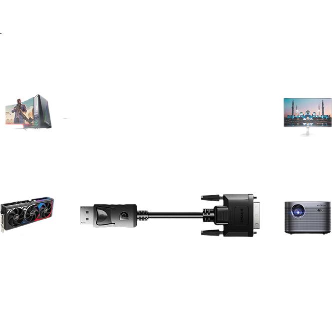 Кабель-адаптер SAMZHE DP to DVI, DisplayPort - DVI, 2 метра, Male-Male, черный