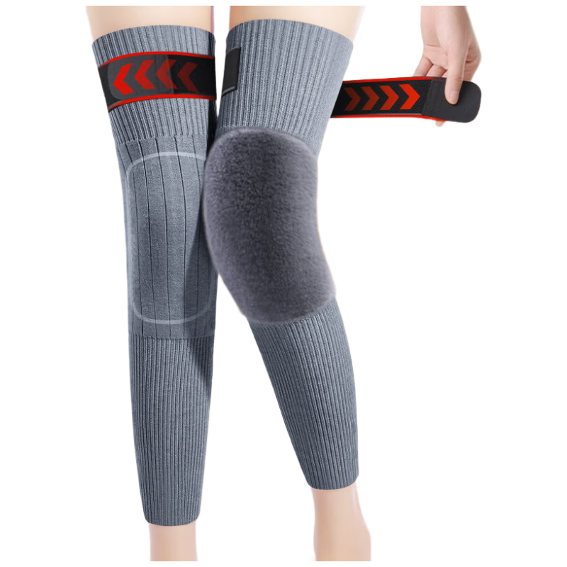 Langsha Cashmere Knee Warmers Thickened Fleece Knee Support Cold Protection Leg Sleeves for Men and Women, Middle-aged and Elderly, Autumn Winter