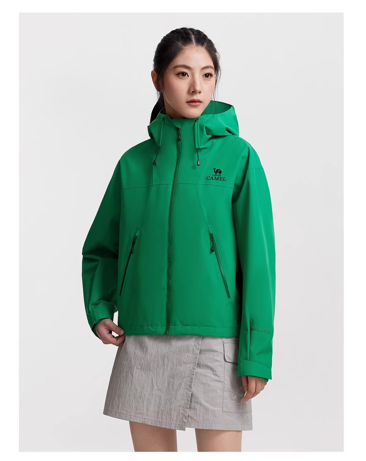 Camel Women's Outdoor Short Slim Fit Softshell Jacket 2026 Spring Windproof Waterproof Hard Shell Mountaineering Coat 18
