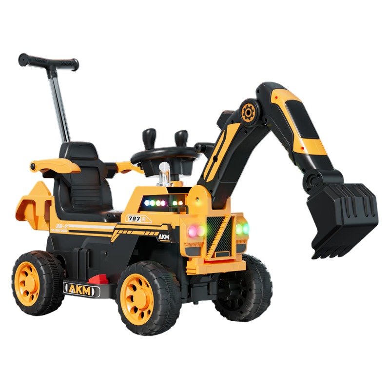 Feige Children's Electric Excavator Ride-On Remote Control Toy Car for Boys Ages 1-8 Double Drive Large Size